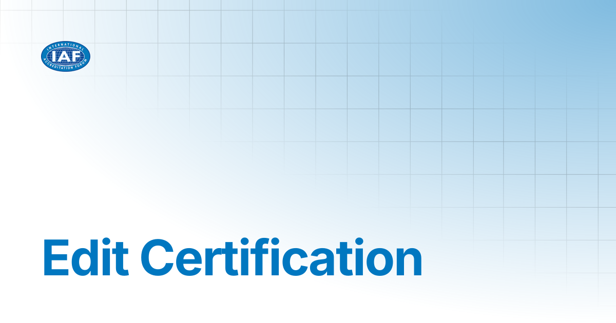 Edit Certification | Accreditation Bodies