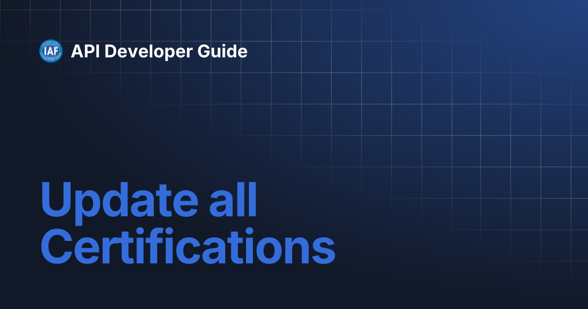 Update all Certifications | API Developer Guide
